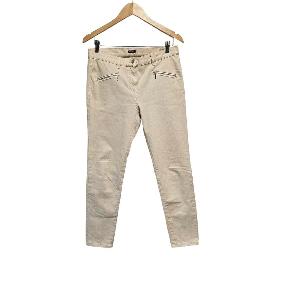 J.‎ MCLAUGHLIN Jeans Tan Beige Cream Denim Zippered Ankle Stretch Pants Size 8